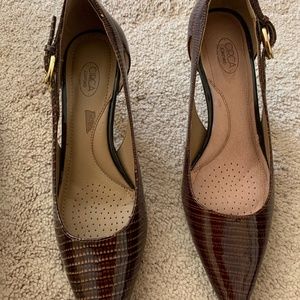 Two tone brown leather shoes with pointed toe